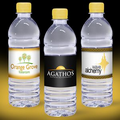 16.9 oz. Custom Label Spring Water w/ Yellow Flat Cap - Clear Bottle